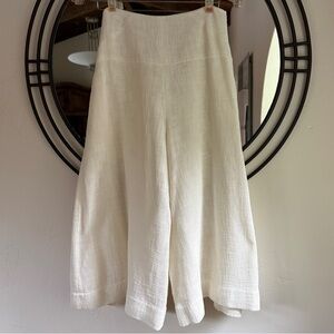 Zero + Maria Cornejo Textured Wide Leg Gaucho Capri pants Cream S